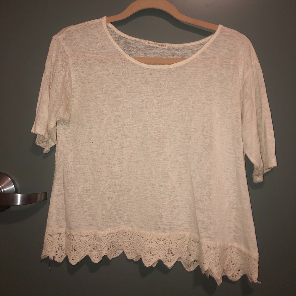 White Lace Bottom Tee